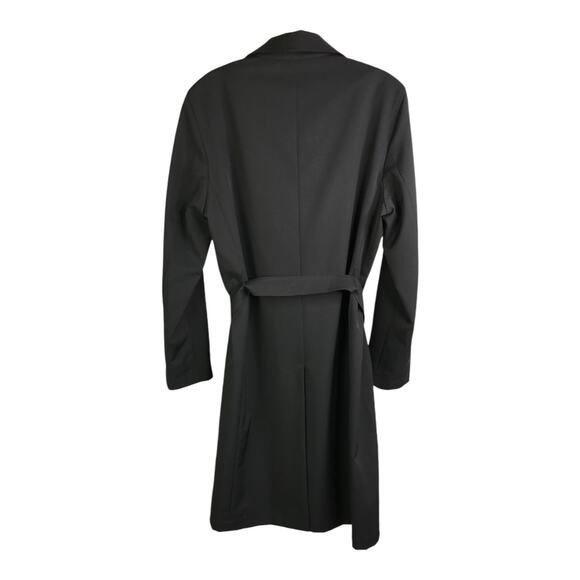 Weekend Max Mara Trench Coat Womens Sz 10 Black Stretch Full Zip Collared Belted - Picture 3 of 7